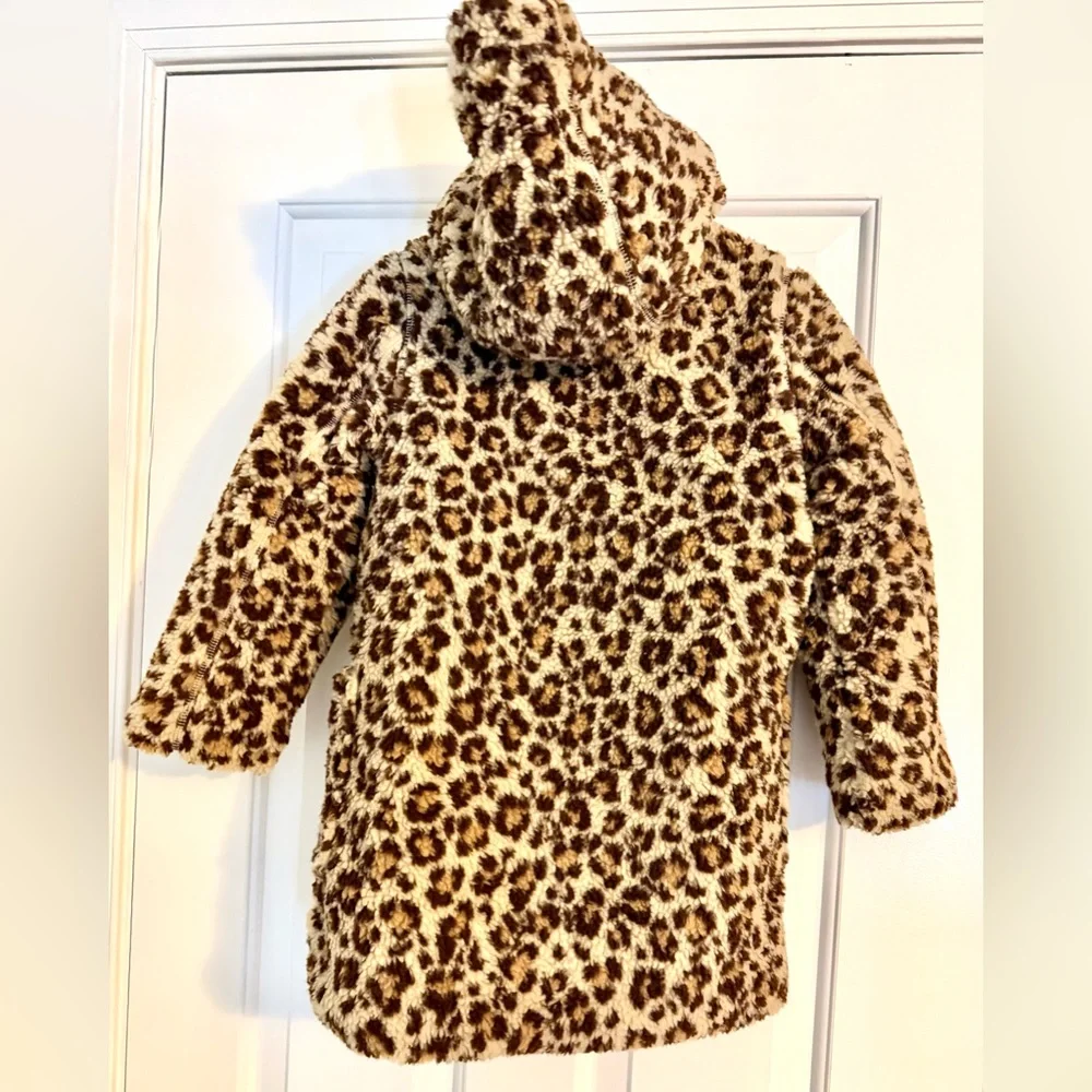 Mini Boden Wool-hooded Duffle Cheetah Print Pea Coat